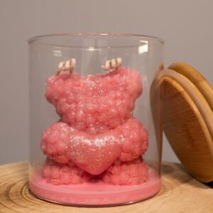 Bougie nounours de luxe rose